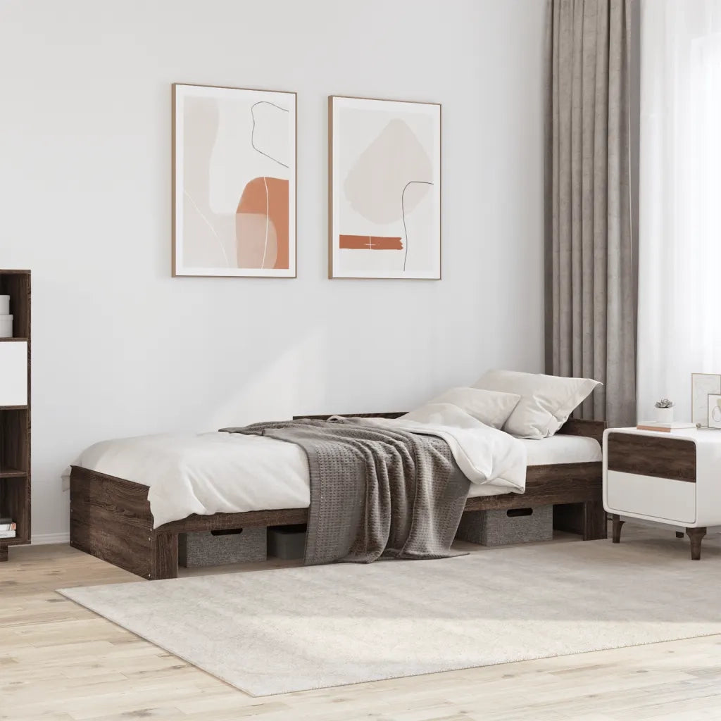 vidaXL Giroletto senza Materasso Rovere Marrone 100x200 cm Truciolato