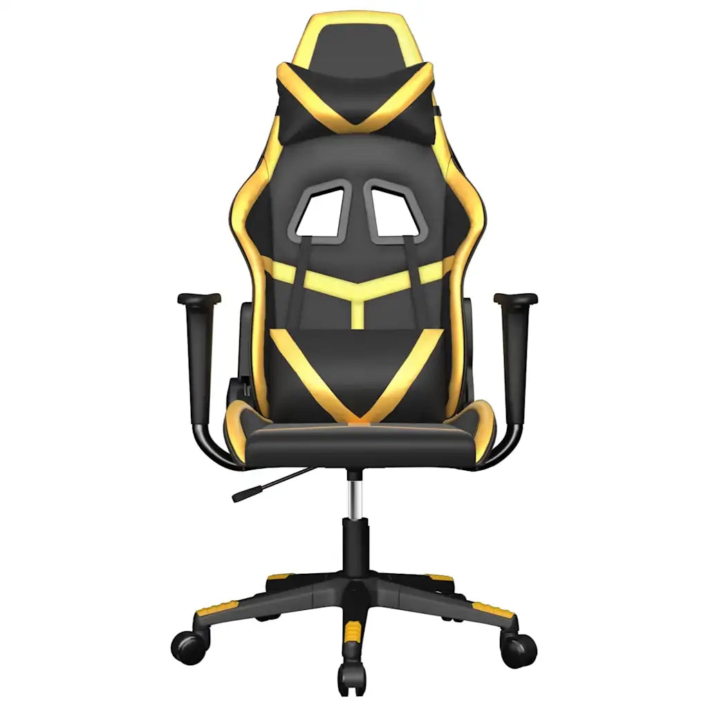 Sedia da Gaming | Sedia da e-sports Massaggiante Nero e Oro in Similpelle