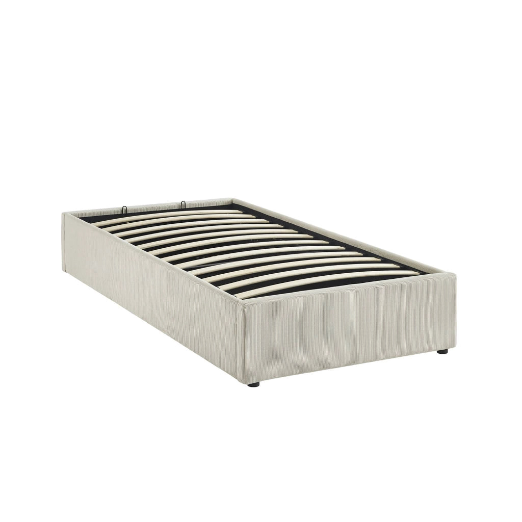 struttura letto con contenitore e rete a doghe 90x190cm, imbottita