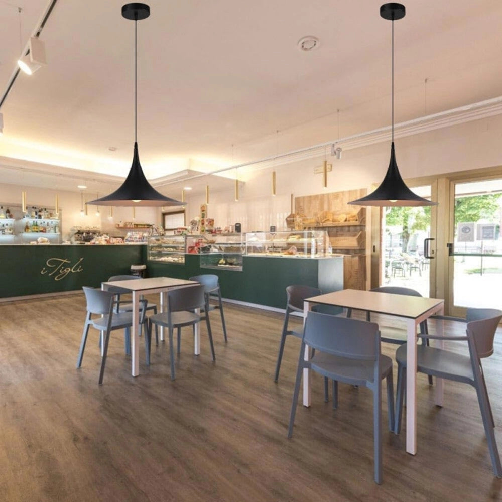Trade Shop - Lampadario A Sospensione Soffitto Stile Contemporaneo Nordico Attacco E27 In Metallo B97 - Nero