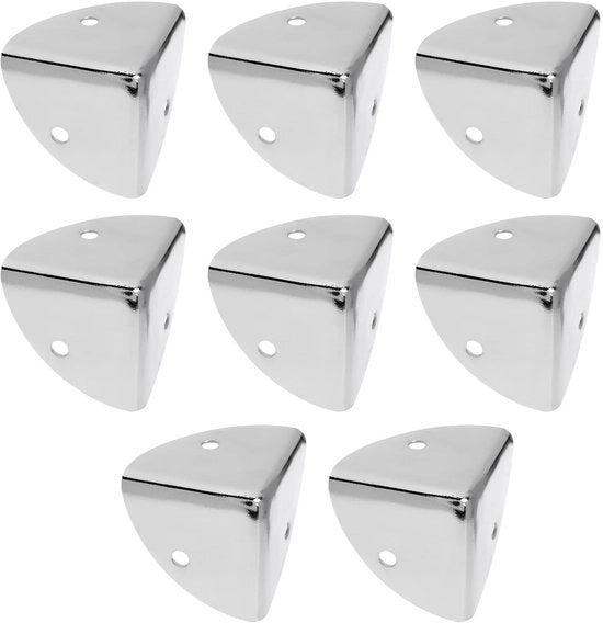 Protezioni Angolari 39mm - 8 Pezzi - Protezioni Angolari in Metallo Lavorato a Forma - Per Scatole in Legno/Biblioteche - Argento - Materiale di Alta Qualità - Protezioni Angolari a Forma