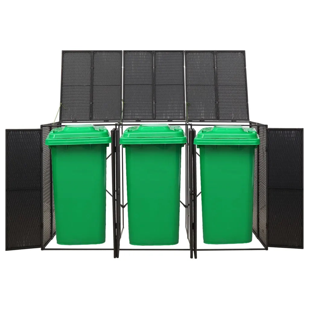 Copribidone Triplo Nero 207x80x117 cm in Polyrattan CFW3585567