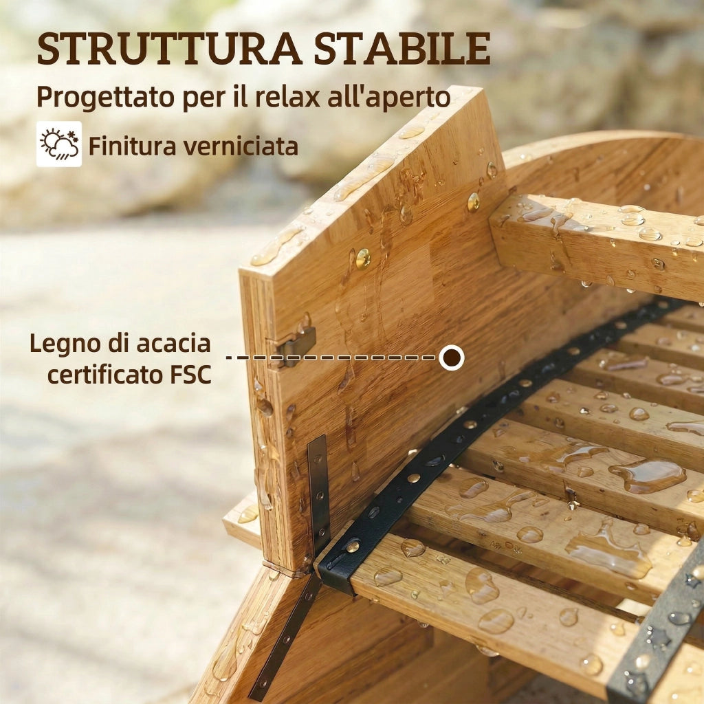 Set di 2 Sdraio a Dondolo 60x156x77 cm Pieghevoli ed Ergonomiche in Legno di Acacia