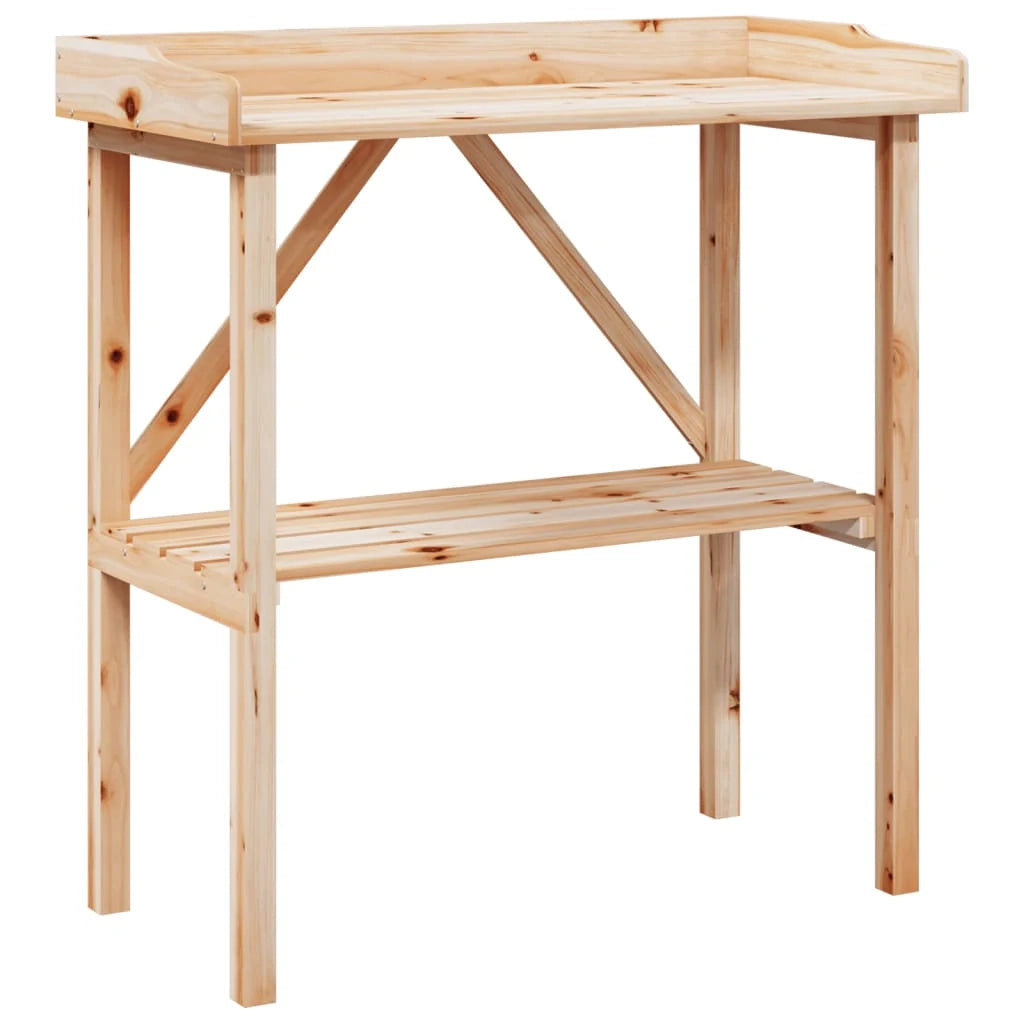 Tavolino portavaso con ripiano 78 x 38 x 82,5 cm legno massello di abete marrone 02_0045430