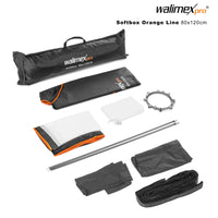 PLUS Orange Softbox 80x120cm, girevole a 360°, Sagomatore di luce per foto e video, incluso diffusore griglia maschere, per studio fotografico