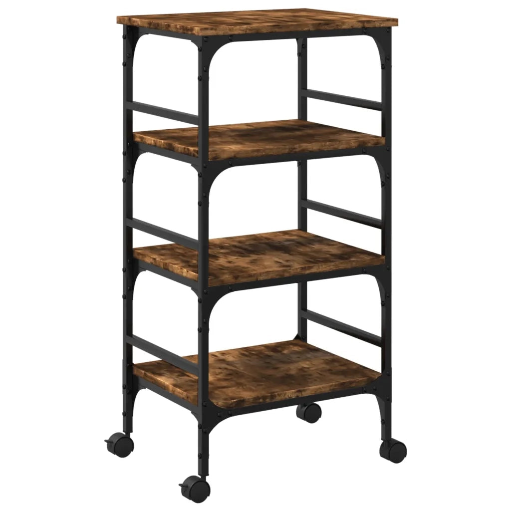 Carrello da Cucina-Scaffale per Cucina Rovere Fumo 45x35x89,5 cm Legno Multistrato