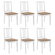 Sedie da Pranzo con Cuscini 6 pz Bianche in Legno Massello cod mxl 13505