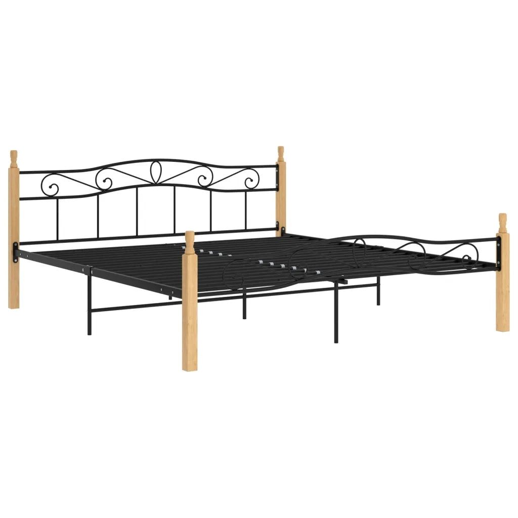 Giroletto Nero in Metallo e Legno Massello di Rovere 200x200 cm 324917
