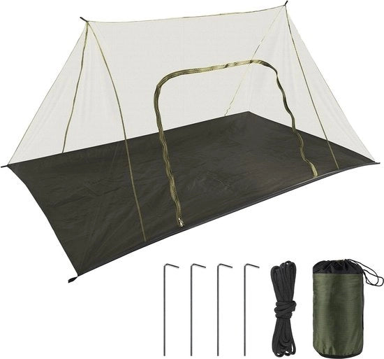 Tenda anti-zanzare per campeggio 240 x 140 x 110 cm - tenda anti-zanzare per esterni - tenda anti-zanzare leggera per viaggi - tenda anti-zanzare impermeabile con chiusura a raffia - tenda anti-zanzare per escursionismo con tetto a doppia falda verde