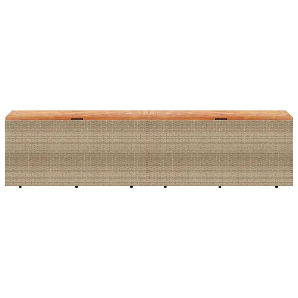 Contenitore da Giardino Beige 220x50x54 cm Polyrattan e Acacia 365960
