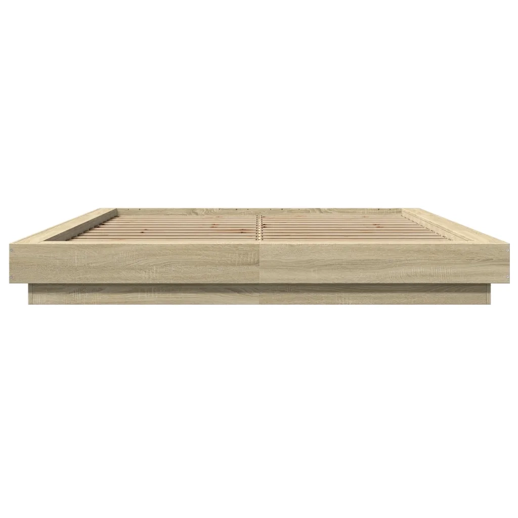 Letto matrimoniale | Letto per adulti | Giroletto Luci LED Rovere Sonoma 160x200 cm Legno Multistrato