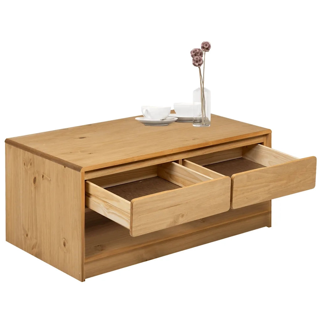 Tavolino Salotto SAUDA Rovere 99x55x45 cm Legno Massello Pino 377598