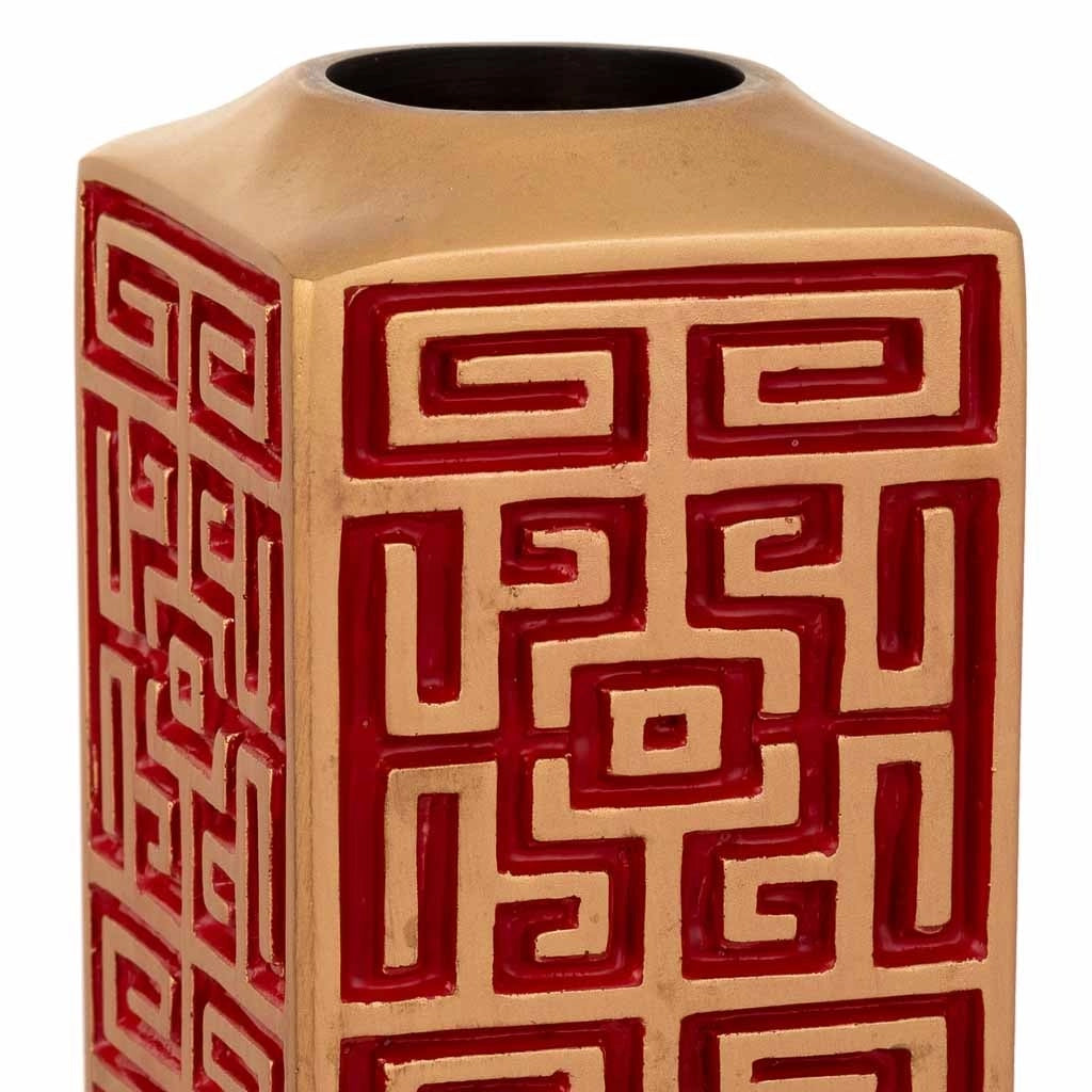 Vaso in poliresina rosso 9,5x9,5x25,5h cm