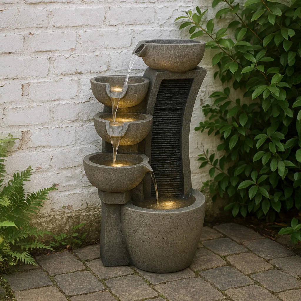 Fontana da Giardino Elettrica con LED e Cascata – Sleek Streams