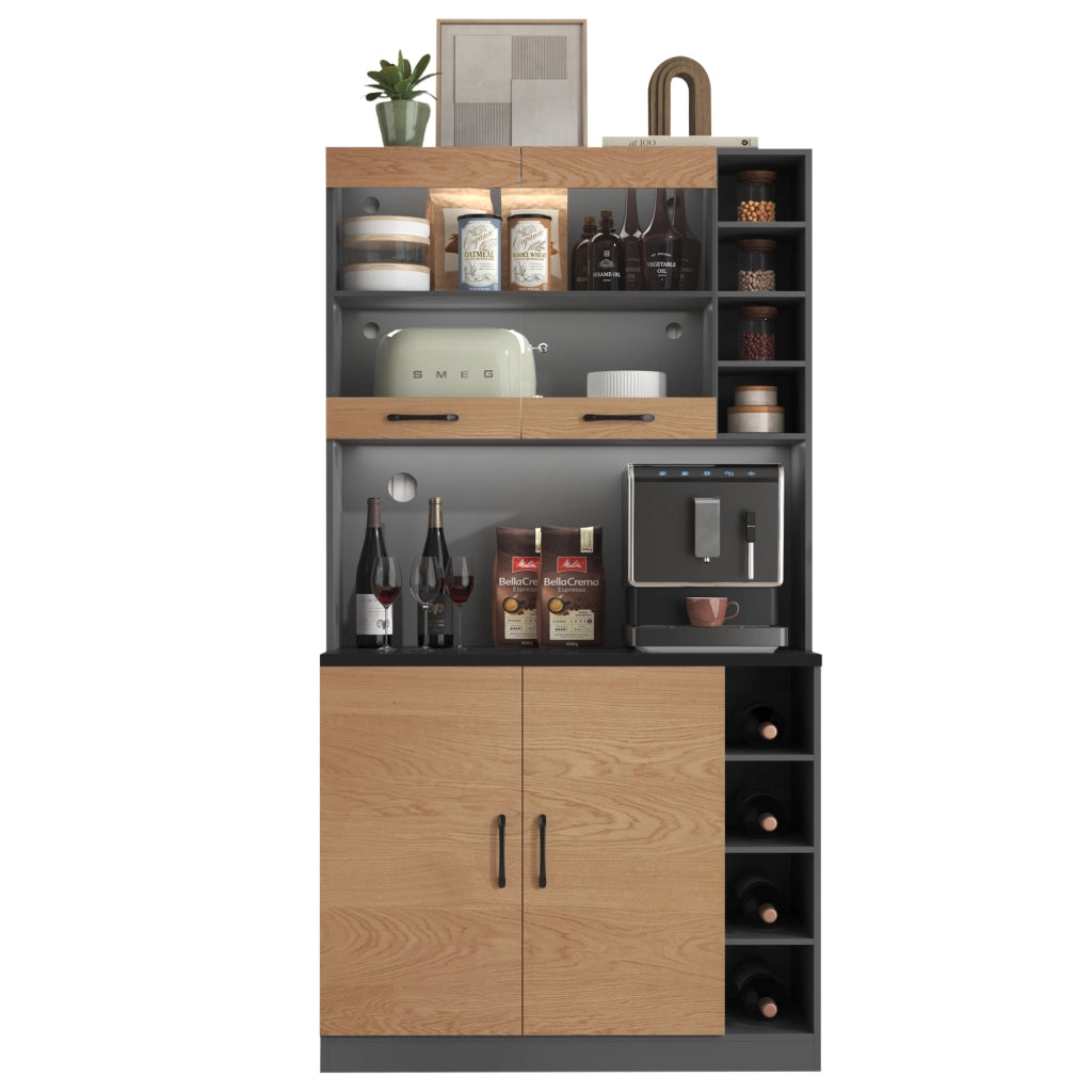 Mobile Cucina Highboard con LED ¨C Xylo ¨C Legno, 100x47x187cm