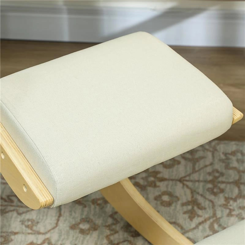 SEDIA ERGONOMICA CPN INGINOCCHIATOIO + MOVIMENTO A DONDOLO, IN TESSUTO EFFETTO LINO E LEGNO DI BETULLA, 55X85X55 CM, CREMA