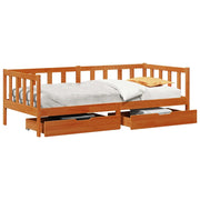 Letto singolo | Letto per adulti | Daybed con testiera 3 pcs Marrone cerato Legno di Pino Massello