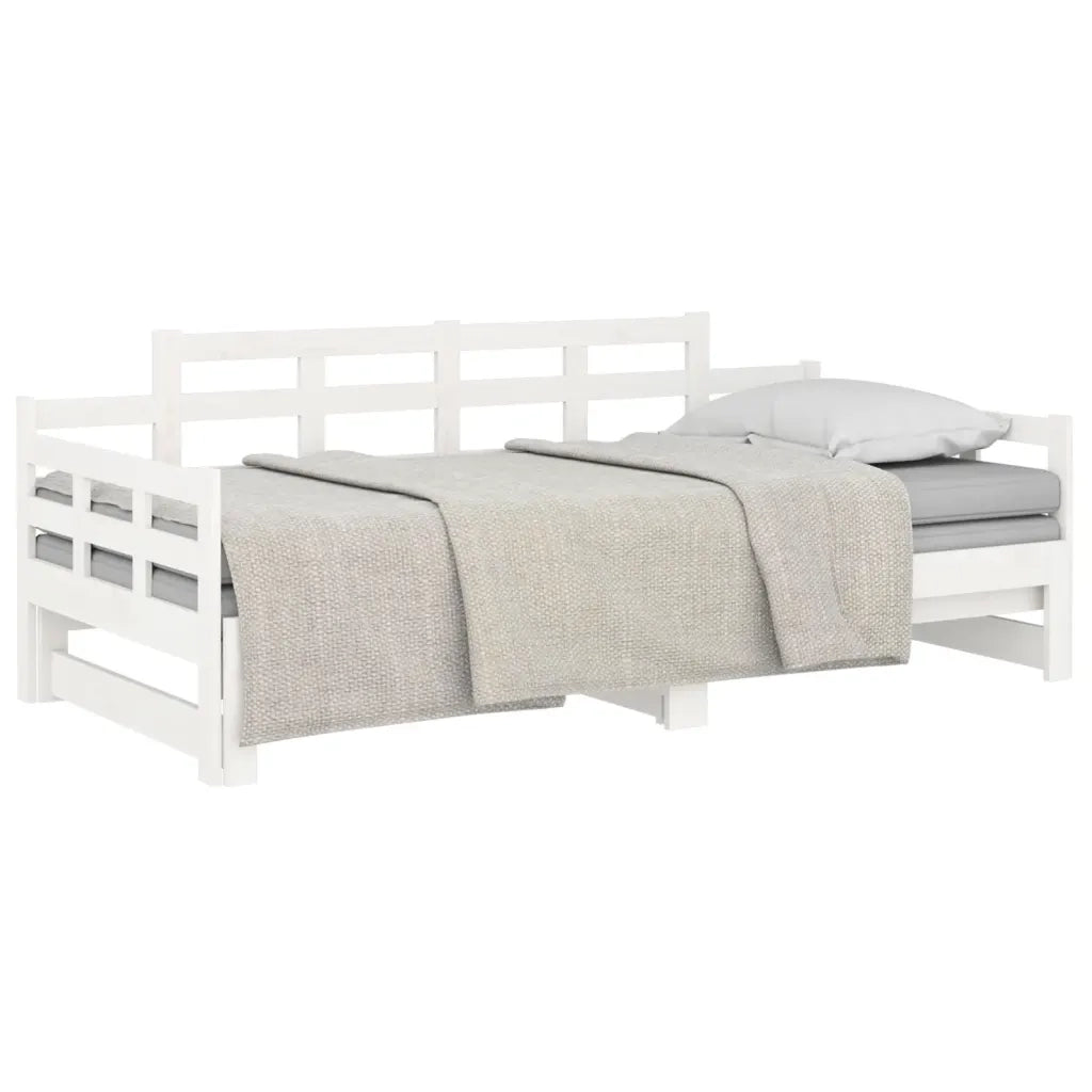 Dormeuse Estraibile Bianca Legno Massello di Pino 2x(80x200) cm 820348