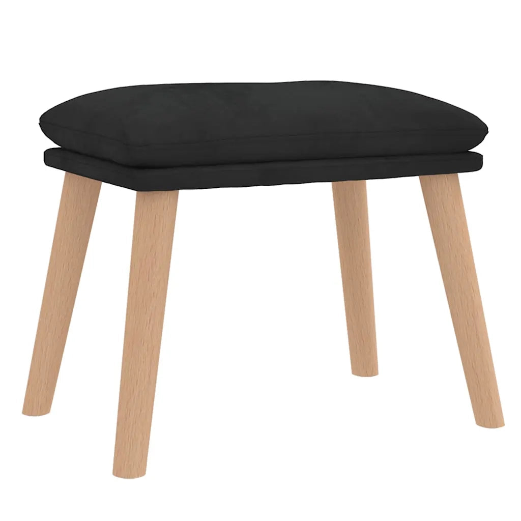 Divano Sedia-Poltrona Relax con Poggiapiedi Nero in Velluto 594989