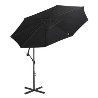 Ombrellone a Braccio Ombrellone con Manovella 3m x 3m x 2.5m Nero