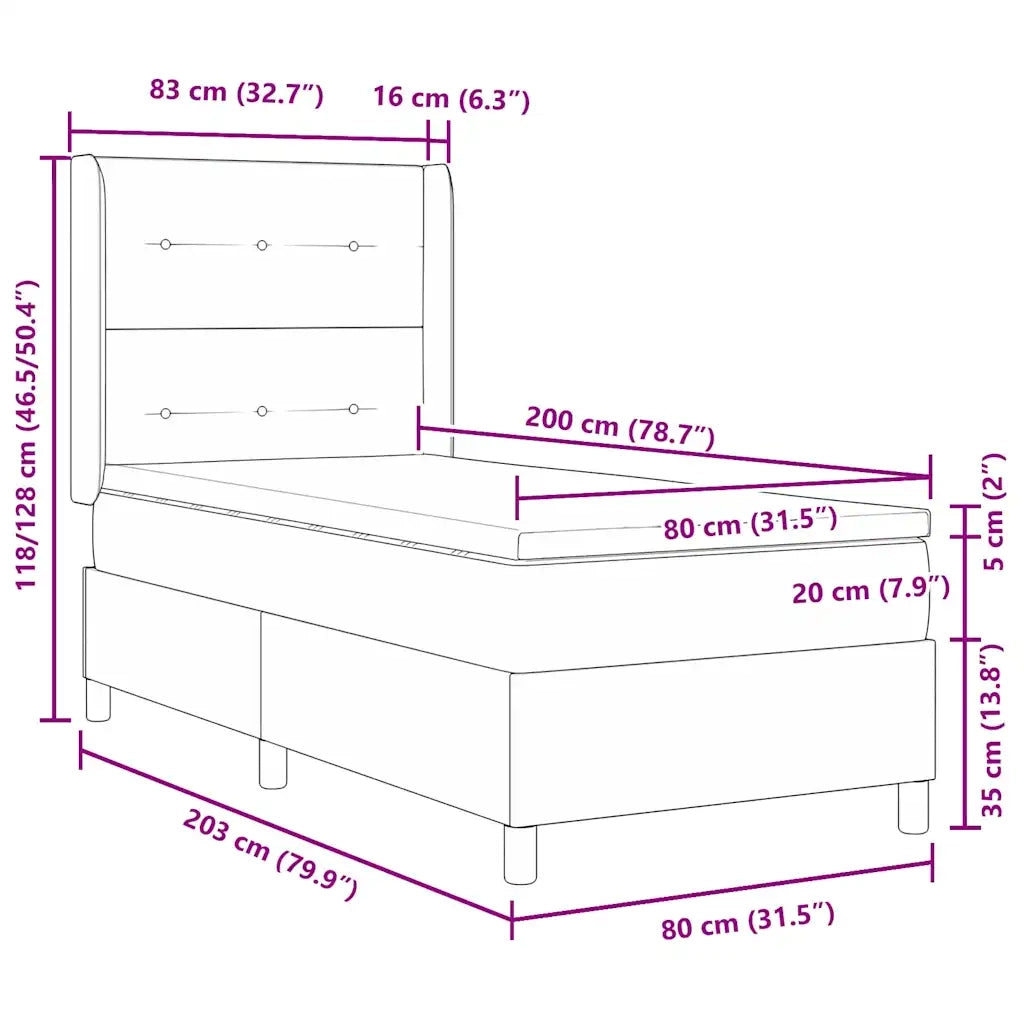 Letto a molle con materasso Blu 80 x 200 cm Velluto 3341982