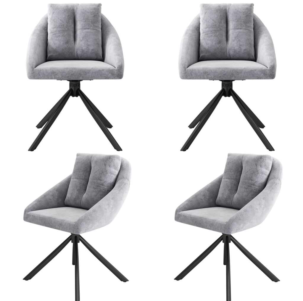 Set di 4 sedie girevoli in velluto grigio