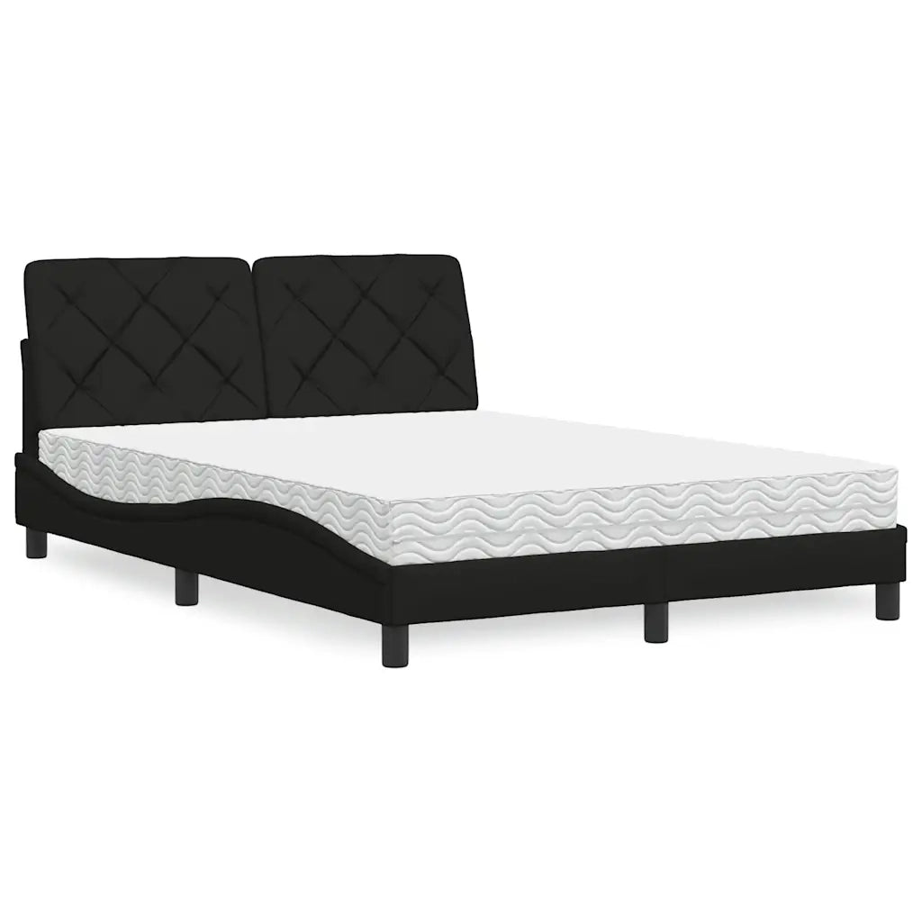 Letto con Materasso Nero 140x190 cm in Tessuto 3310736