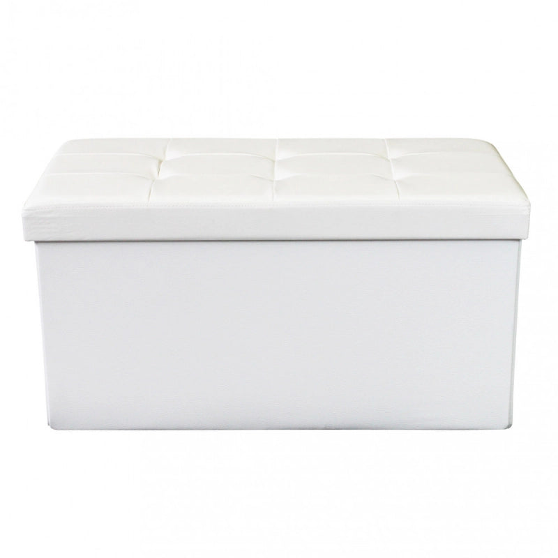 POUF CONTENITORE RETTANGOLARE IN ECOPELLE BIANCO