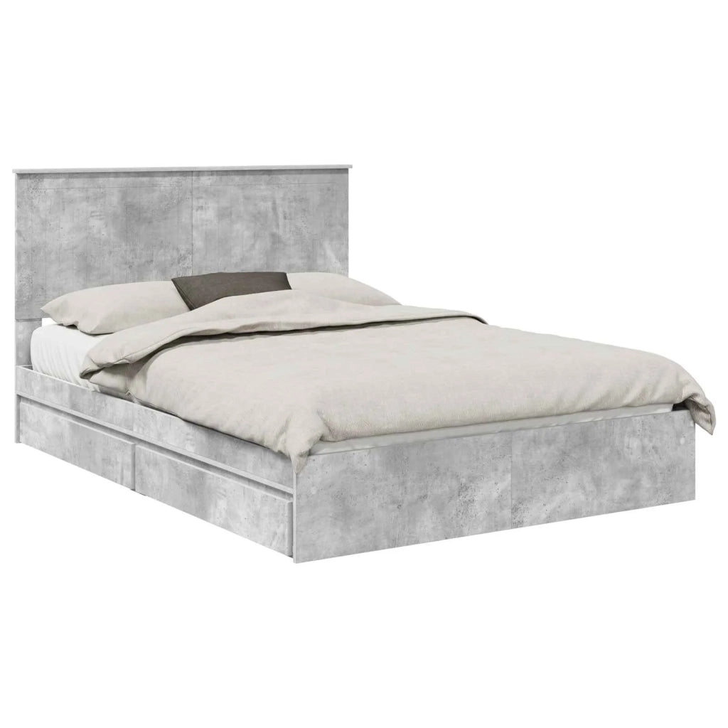 Letto con Contenitore con testiera Grigio cemento 135 x 190 cm 3411218