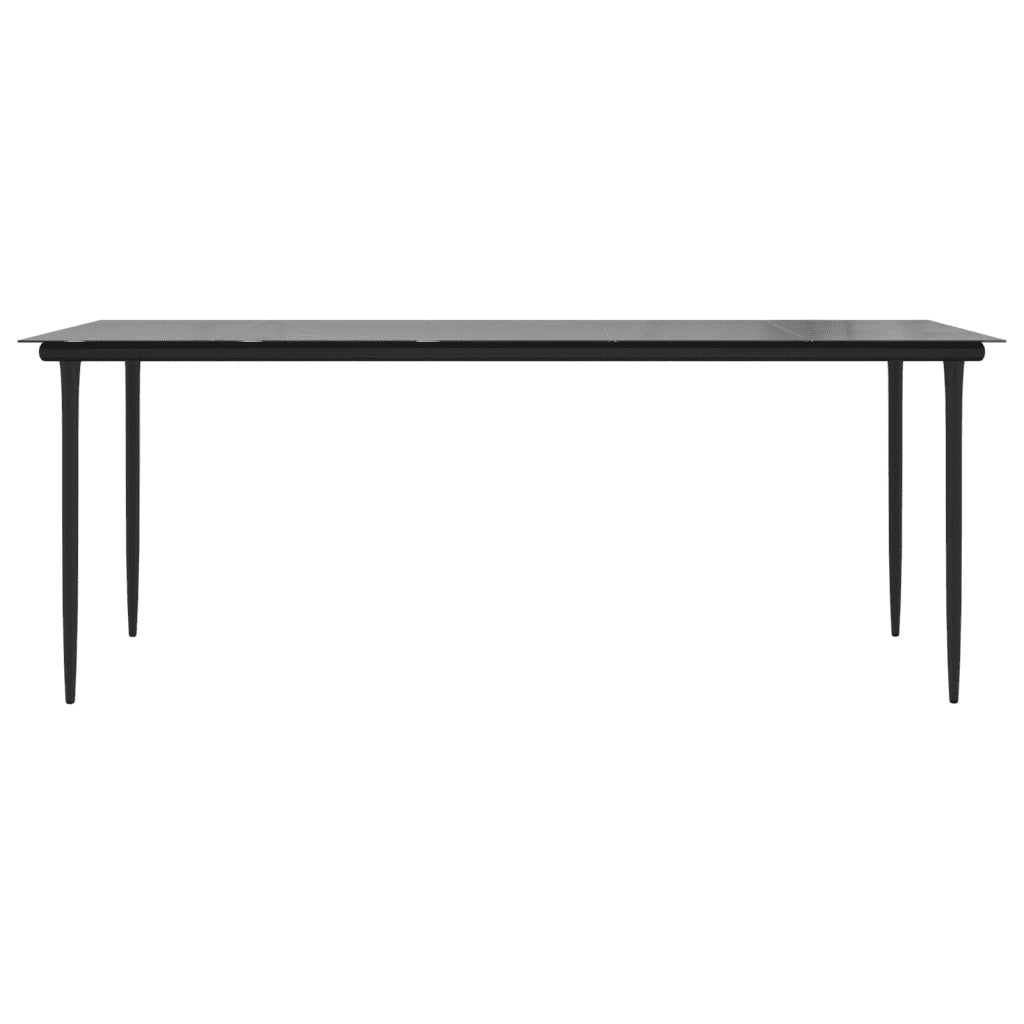 Tavolo Pranzo Giardino Nero200x100x74 Acciaio e Vetro Temperato