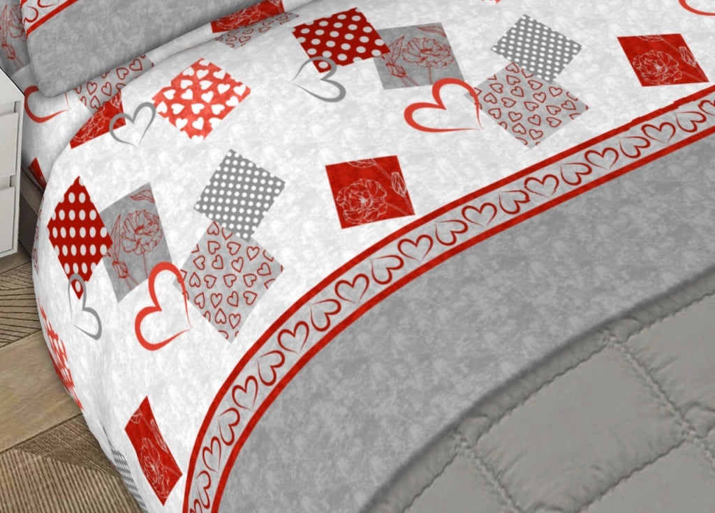 Completo Lenzuola 100% Cotone Made Italy Disegno Style C.N - Singolo - Grigio