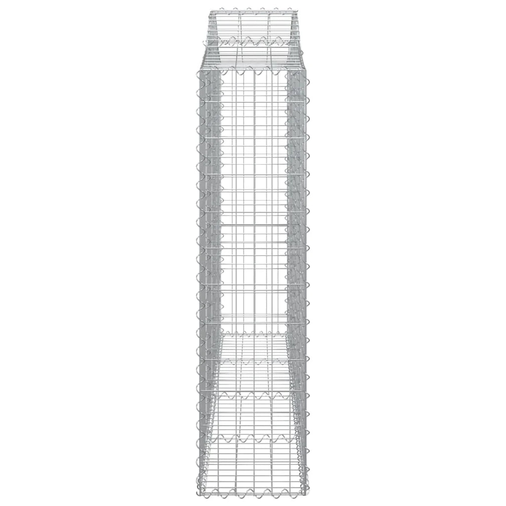 Gabbione cesto gabbia recinzione muro di contenimento ad arco 200 x 30 x 120/140 cm ferro zincato Argento 02_0039993