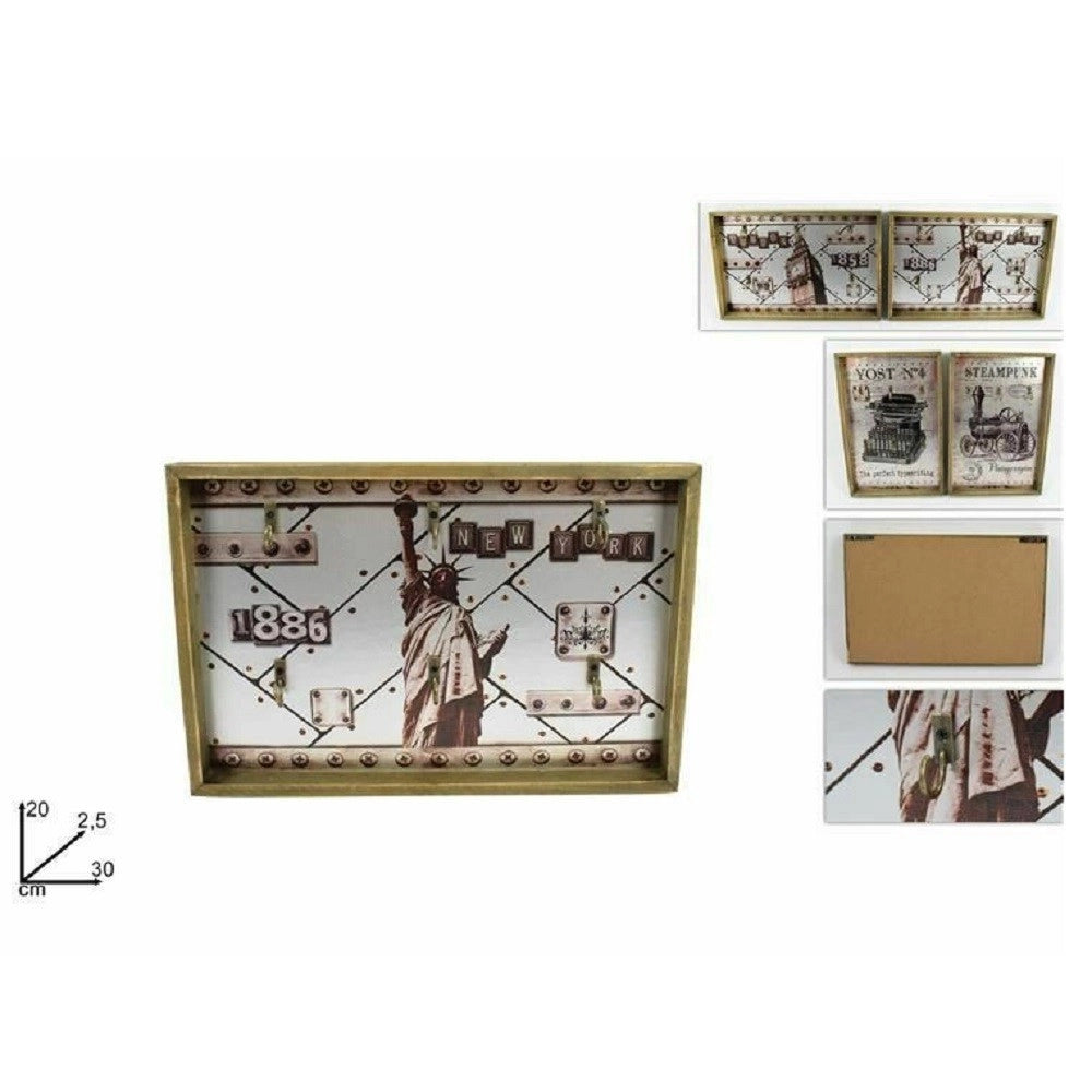 Trade Shop - Portachiavi Porta Chiavi Vintage In Legno Arredamento Casa 20 X 30 X 2.5 Cm -