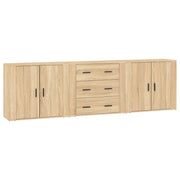 Buffet credenza cassettiera armadio mobile contenitore organizer per cucina soggiorno salotti 3 pezzi legno ingegnerizzato Sonoma marrone 02_0037106