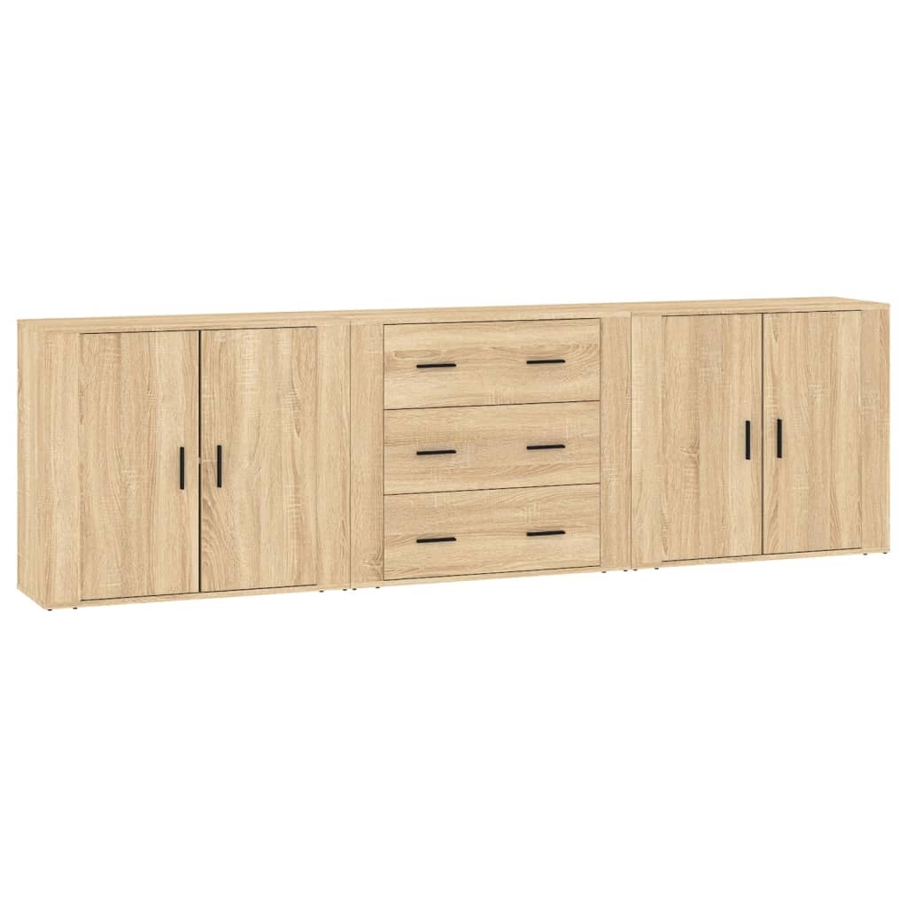 Buffet credenza cassettiera armadio mobile contenitore organizer per cucina soggiorno salotti 3 pezzi legno ingegnerizzato Sonoma marrone 02_0037106