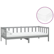 Divano letto | Sof¨¤ letto | Letto singolo con Materasso 90x200 cm Grigio in Legno di Pino