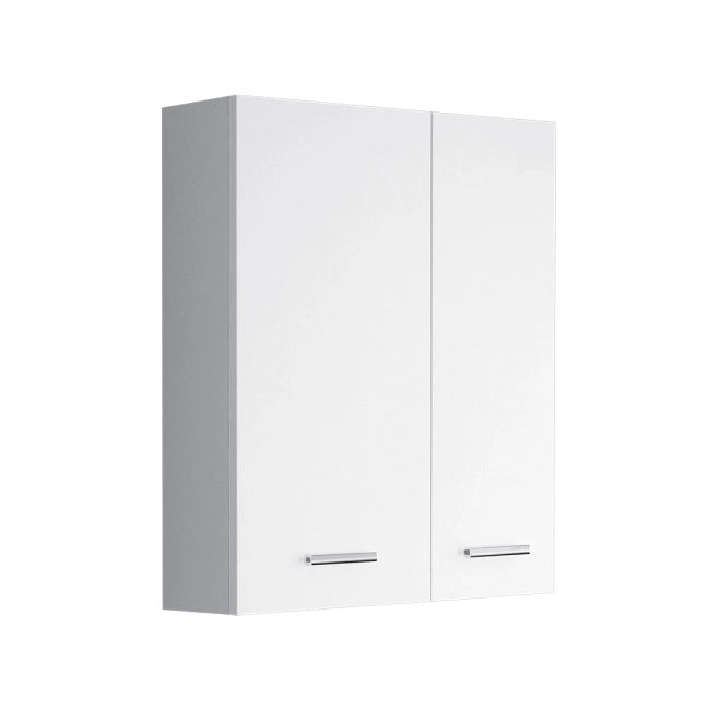 Pensile da Bagno 2 Ante Mobiletto Sospeso in Legno Bianco 60 cm Feridras