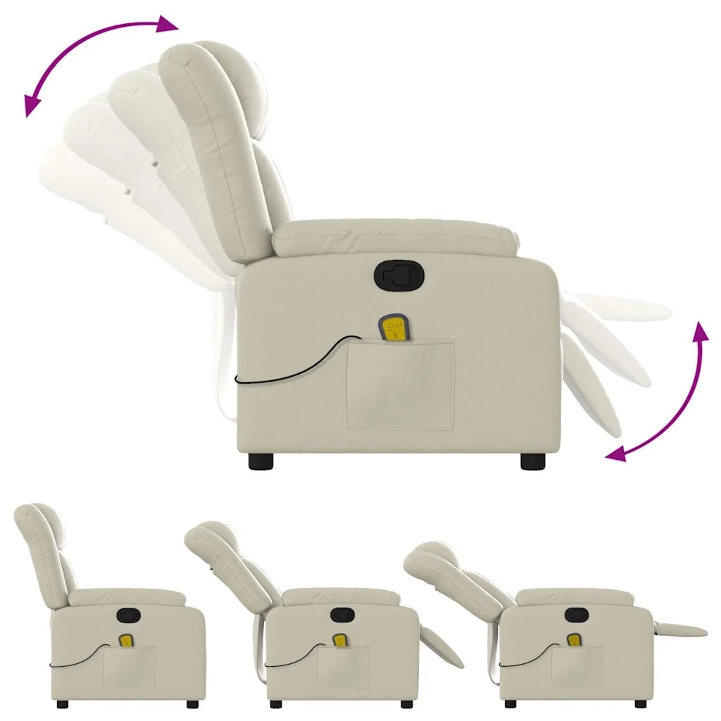 Poltrona da Massaggiante | Sedia Relax Reclinabile Crema Similpelle