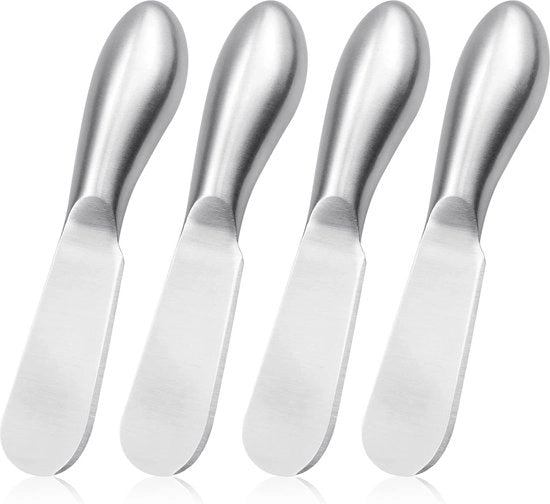 4 set di spatole in acciaio inossidabile per burro, piccola dimensione argento, spatole per burro e marmellata, spatola per burro, panna e formaggio