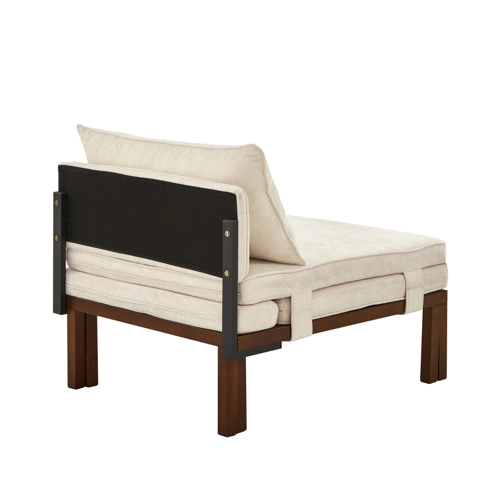 Divano letto pieghevole 2 in 1 con porta USB/Type-C, poltrona estensibile in velluto beige