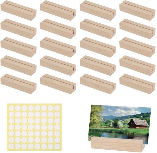 Set di 20 cartoncini per biglietti, cartoncini per foto in legno con doppia adesiva, cartoncini per menu, cartoncini per cartoline per ristoranti, matrimoni, ricevimenti e feste