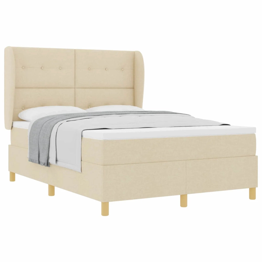 Letto a molle con materasso Crema 200 x 160 cm Tessuto 3340765