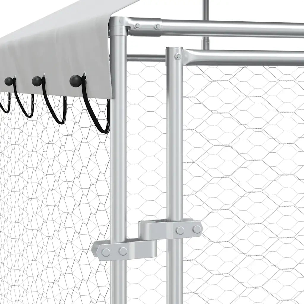Cuccia Cani da Esterno Tetto Argento 14x2x2,5 m Acciaio Zincato 3190469