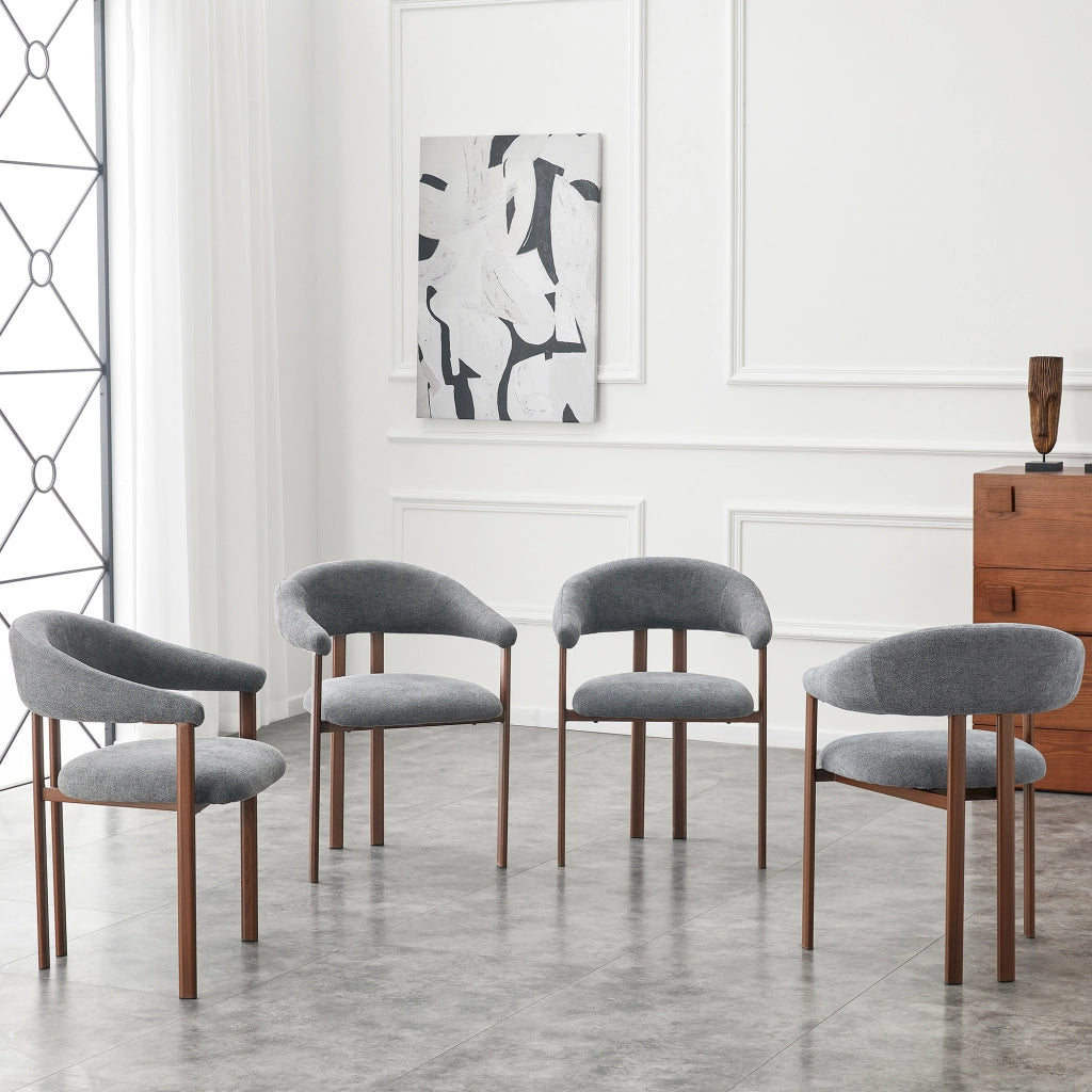 Poltrona in Tessuto ¨C MINIMAL ¨C Grigio, Gambe in Metallo, Set 4