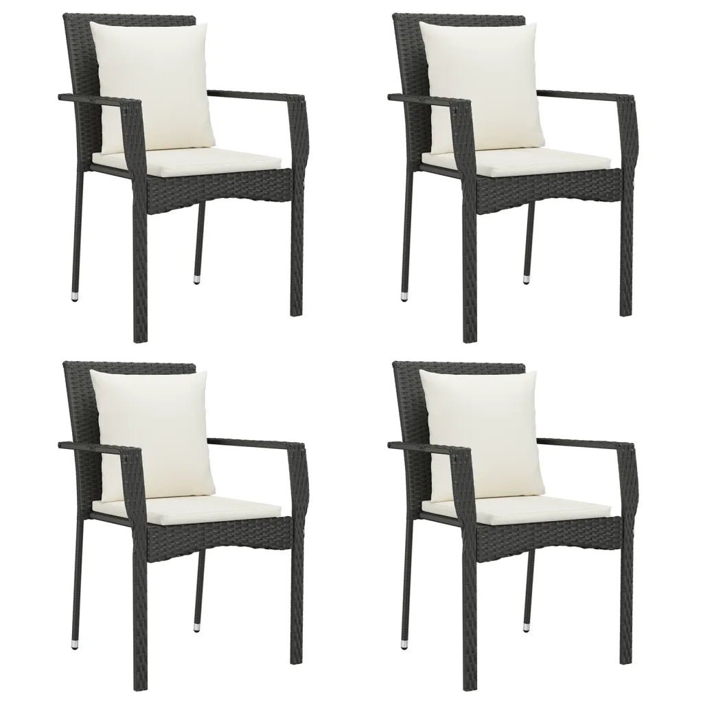 Sedie da Giardino con Cuscini 4 pz in Polyrattan Nere 319879