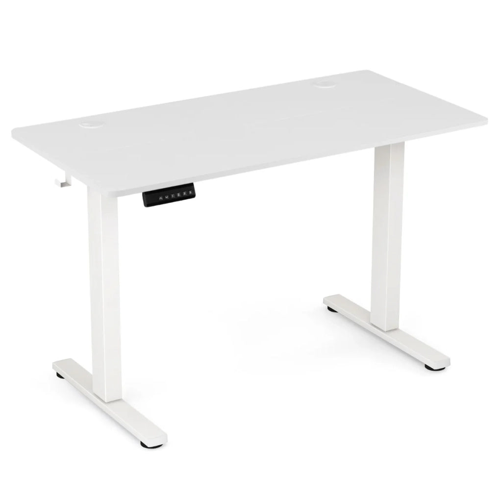 Scrivania elettrica sit-stand 120 x 60 x 73-122 cm con memoria blocco di sicurezza per bambini contenitore metallo bianco 20_0020042