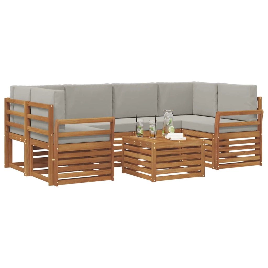 Set di divani da esterno 7 pcs Grigio Naturale e Chiaro 3374451