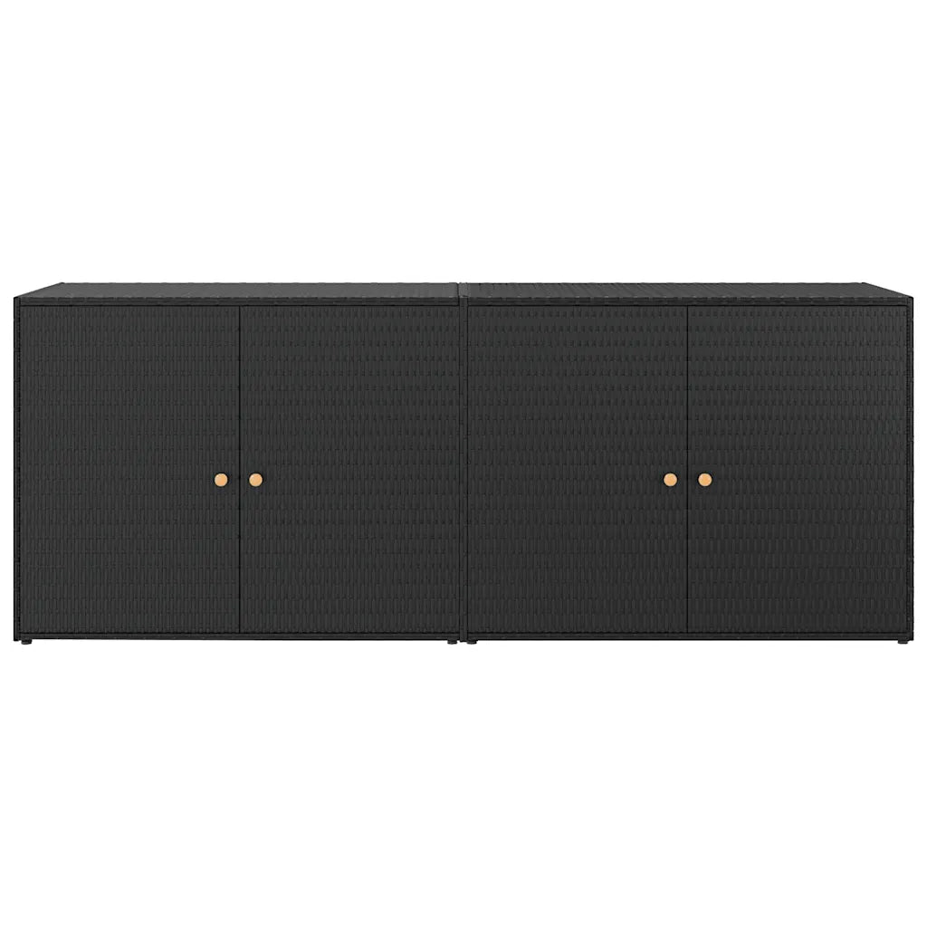 Mobile contenitore da giardino 198 x 55 x 80 cm ampio spazio decorativo polyrattan nero 02_0046634