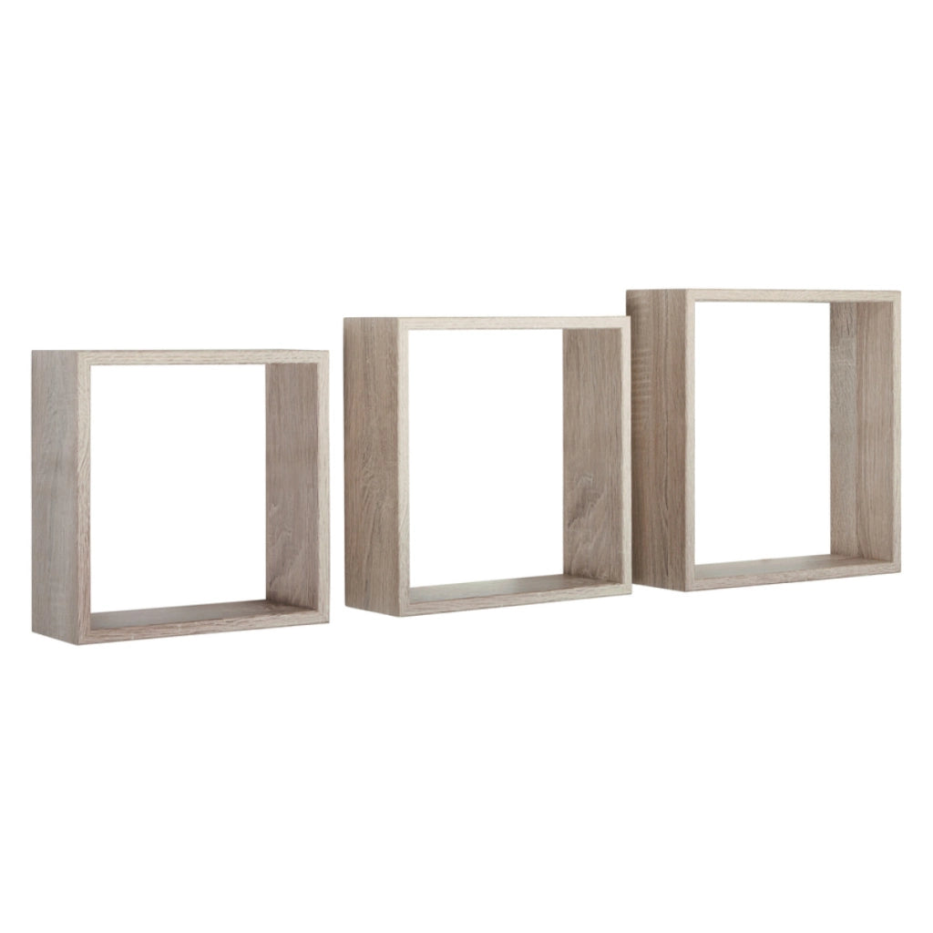 Set di 3 Mensole da Muro Modello INCUBO SLIM, Cubi Arredo, Mensole Cubo, Cubi da Parete. Misure 30x30x10cm 27x27x10cm e 24x24x10cm. Finitura ROV.SAGERAU - MADE IN ITALY