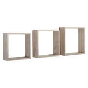Set di 3 Mensole da Muro Modello INCUBO SLIM, Cubi Arredo, Mensole Cubo, Cubi da Parete. Misure 30x30x10cm 27x27x10cm e 24x24x10cm. Finitura ROV.SAGERAU - MADE IN ITALY
